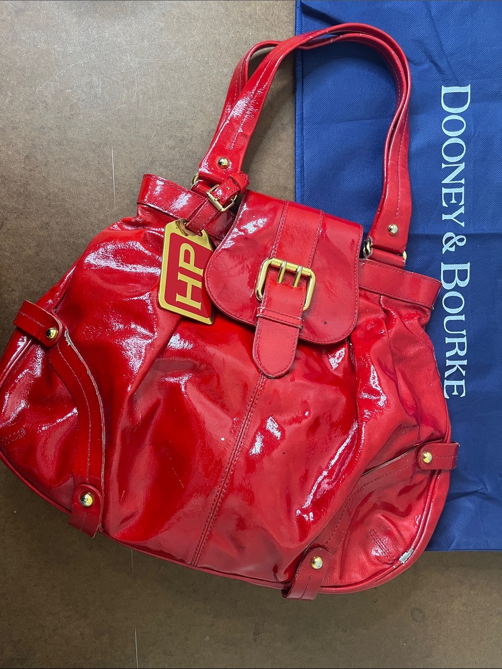 Dooney & Bourke Hayden Panettiere Limited Edition Red Patent Shoulder Bag HP Tag